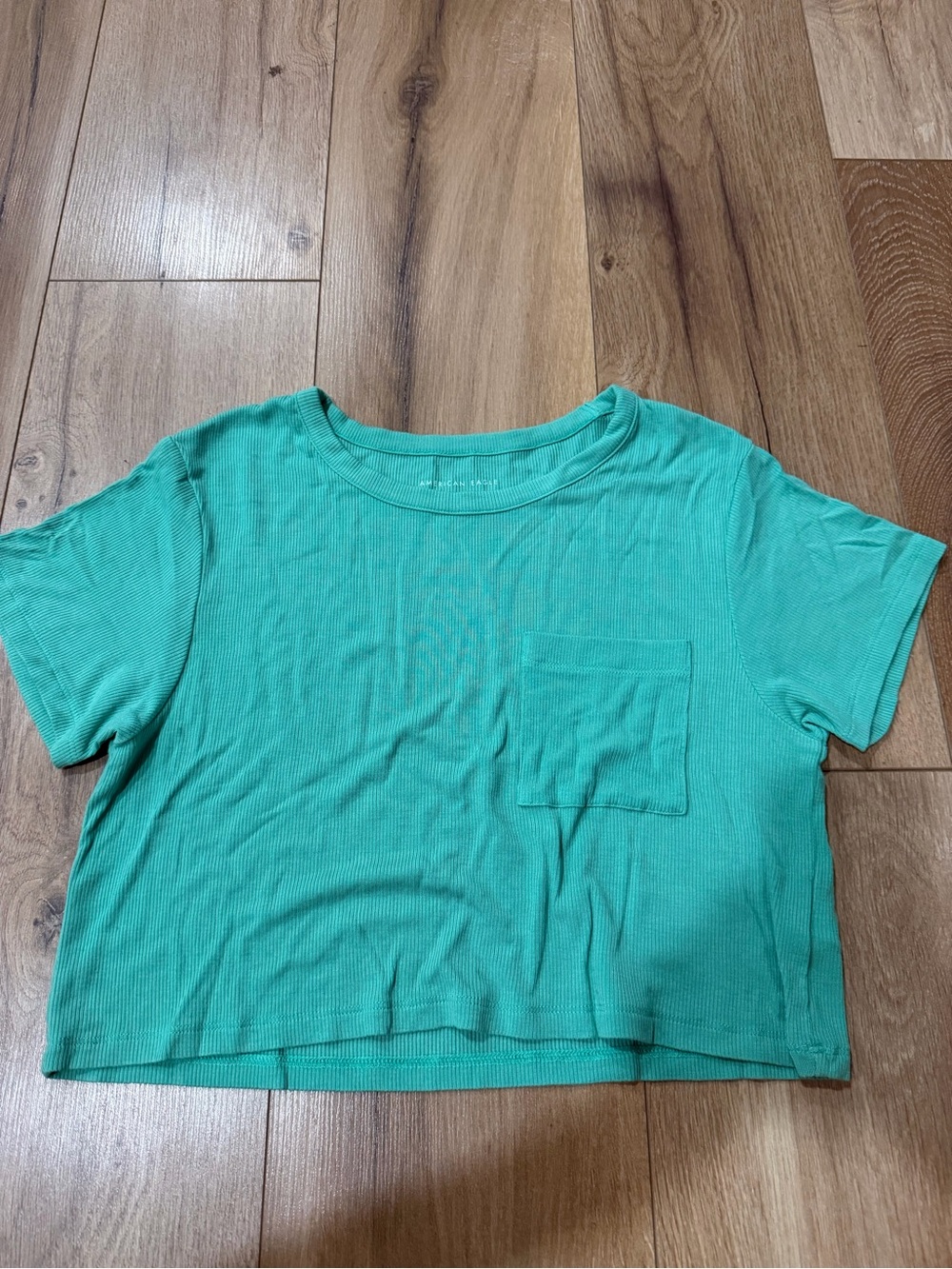 American Eagle Outfitters Teal Cropped Pocket Tee